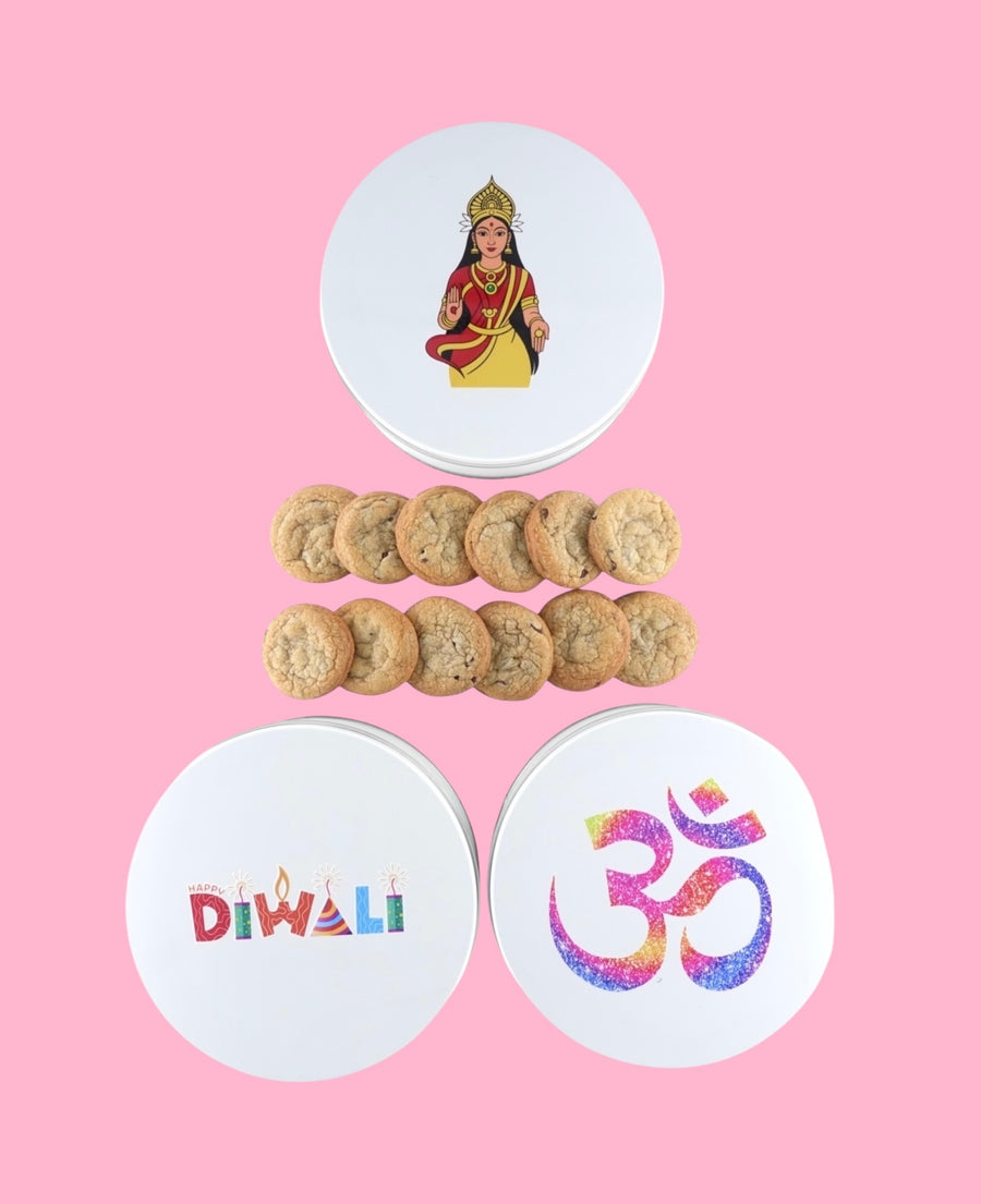 Diwali Cookie Tin with Chocolate Chip Cookies