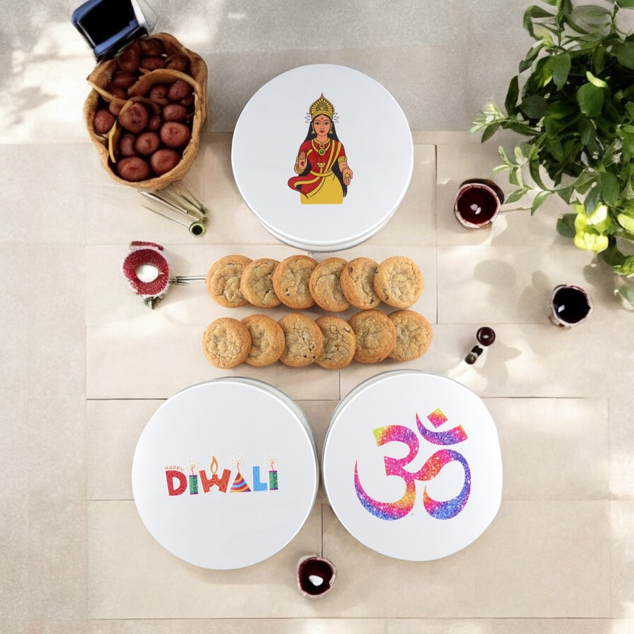 Diwali Cookie Tin with Chocolate Chip Cookies