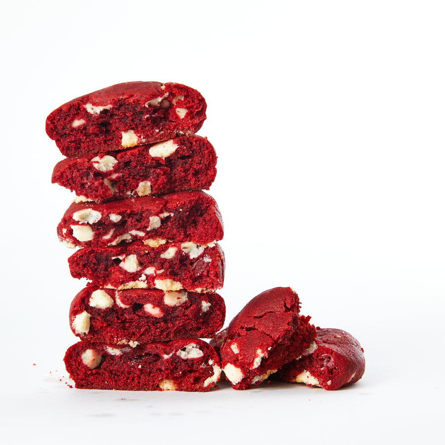 Gourmet Red Velvet with White Chocolate Chunk Cookies with a Gift Box - 24 Pack