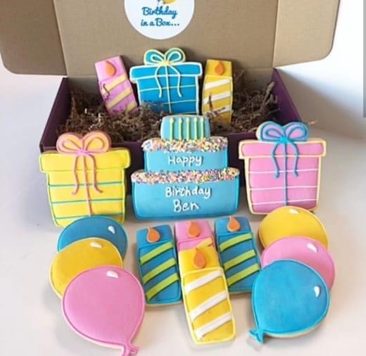 birthday sugar cookies gift box set - cookies by shar